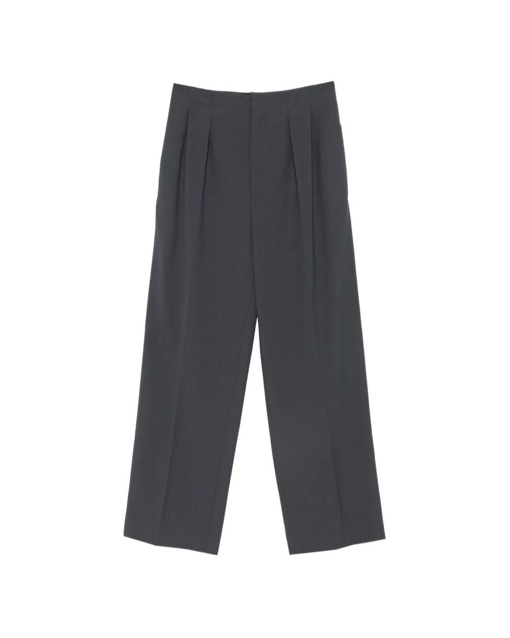 Lacoste Gray Runway Pleated Straight-Leg Trousers for men
