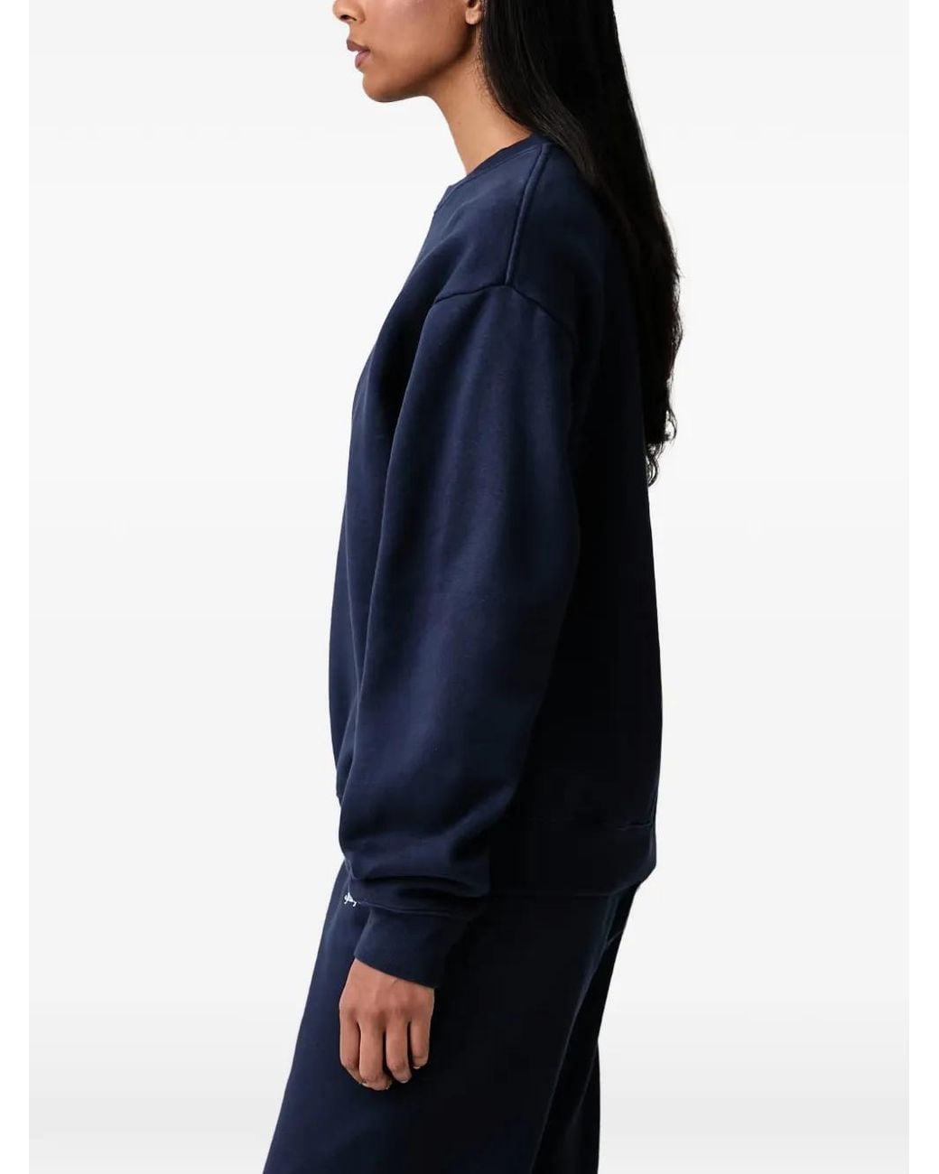 Sporty & Rich Blue Emmet Serif Logo-Print Sweater