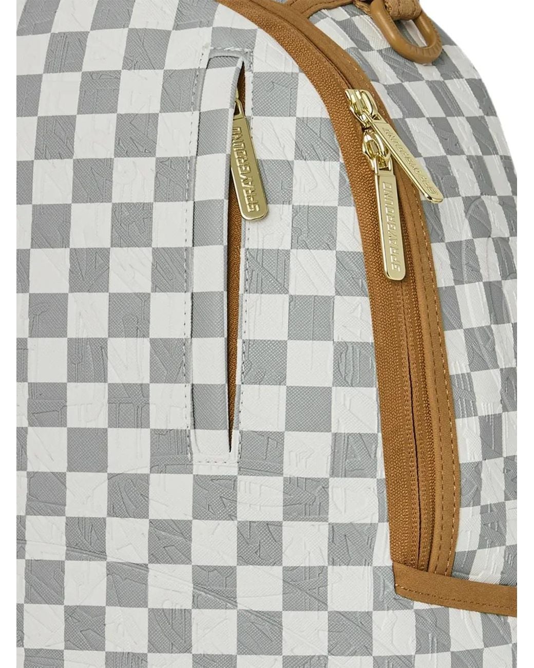 Sprayground Gray Graff Embossed Check Backpack for men