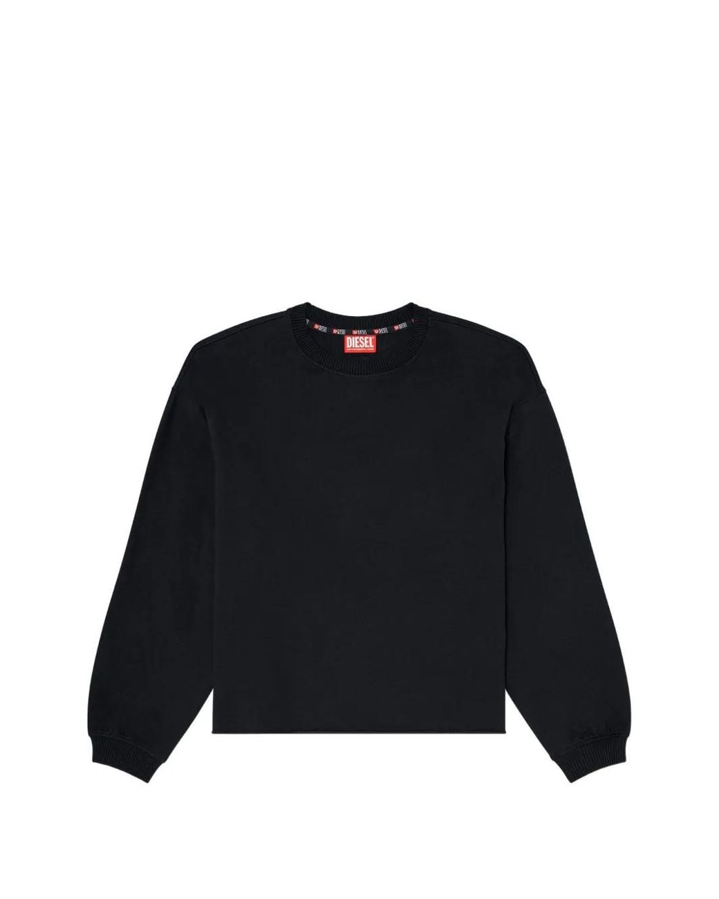 DIESEL Black Peached Raw-Hem Cotton Sweatshirt