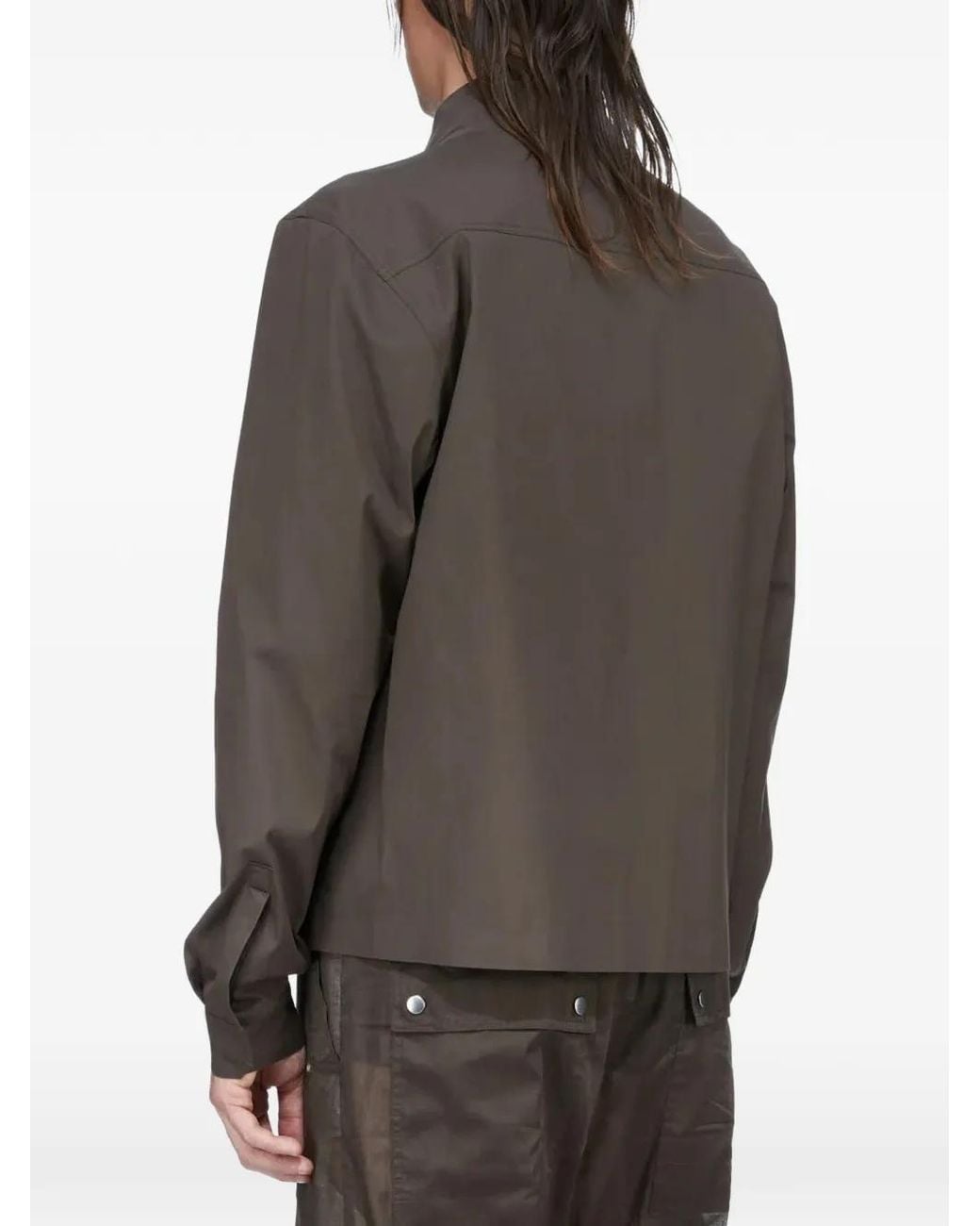 Rick Owens Gray Buttoned Funnel-Neck Jacket for men