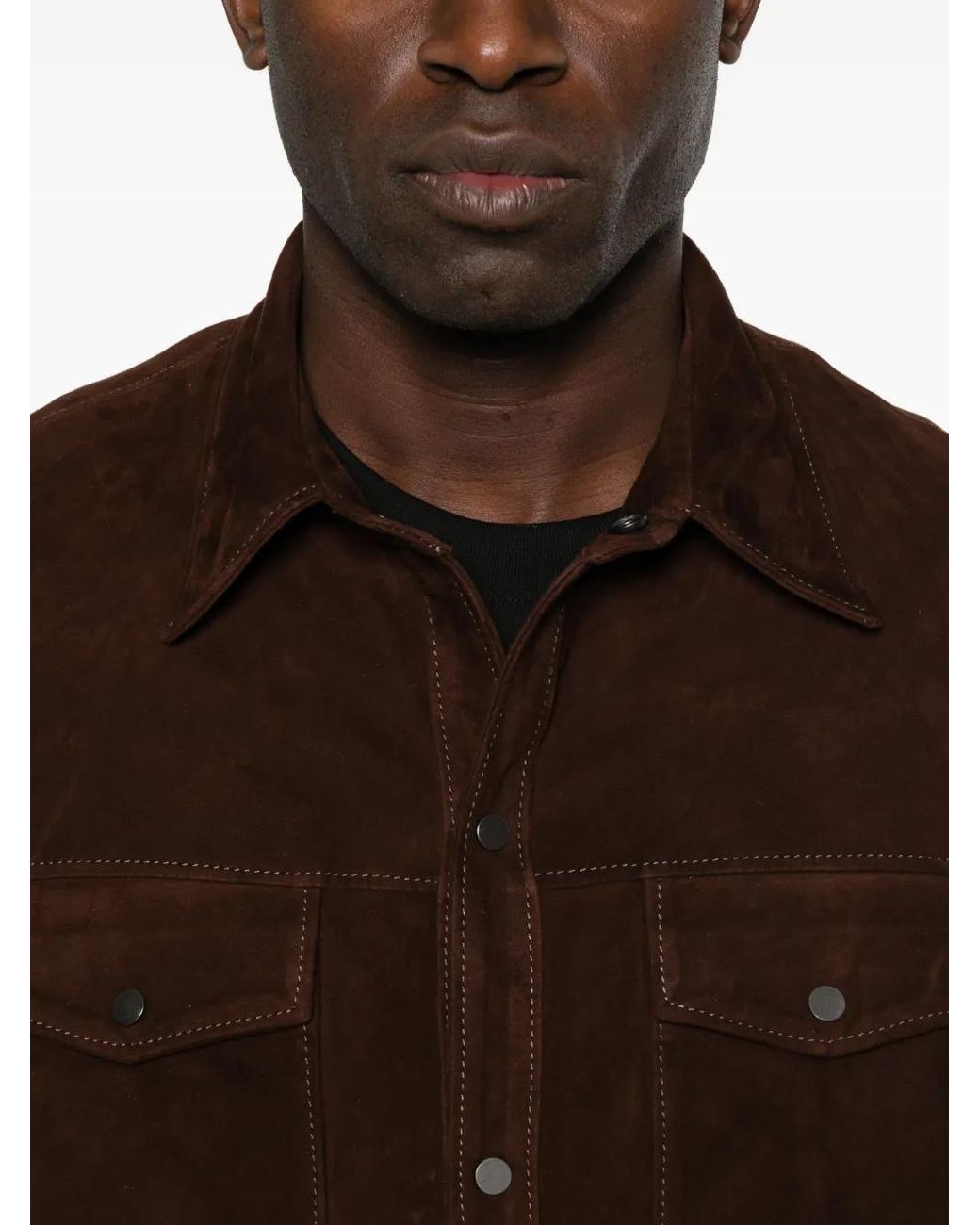 Salvatore Santoro Brown Patch-Pocket Shirt for men