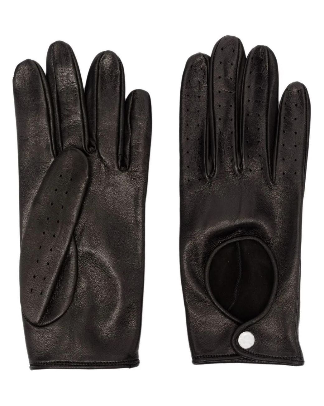 Ernest W. Baker Black Cut-Out Leather Driving Gloves for men