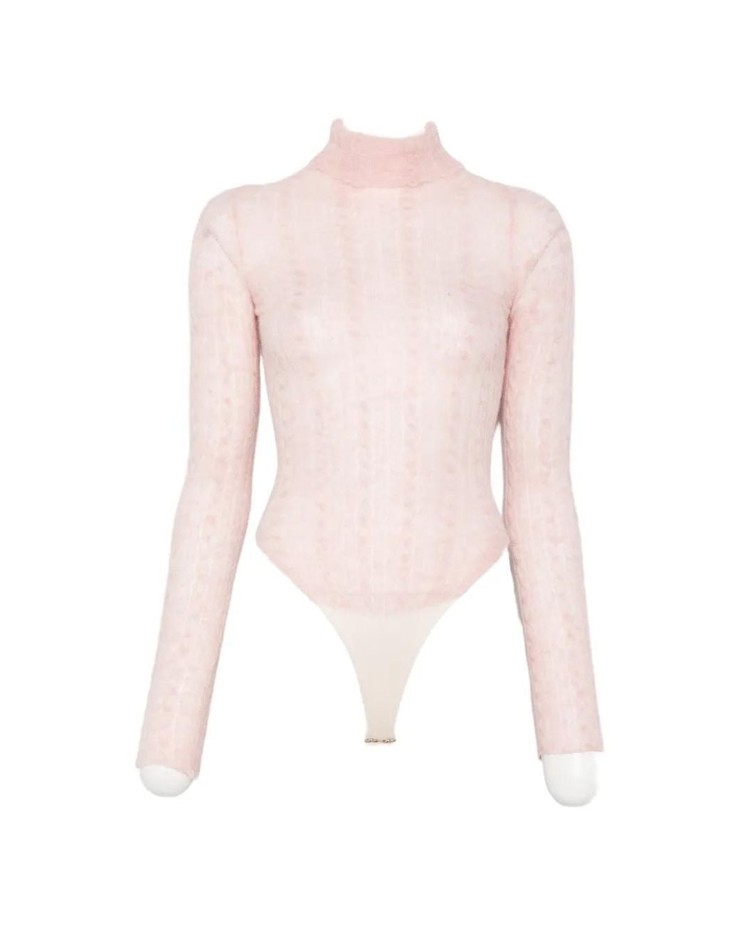 Haikure Pink Margie Cable-Knit Bodysuit