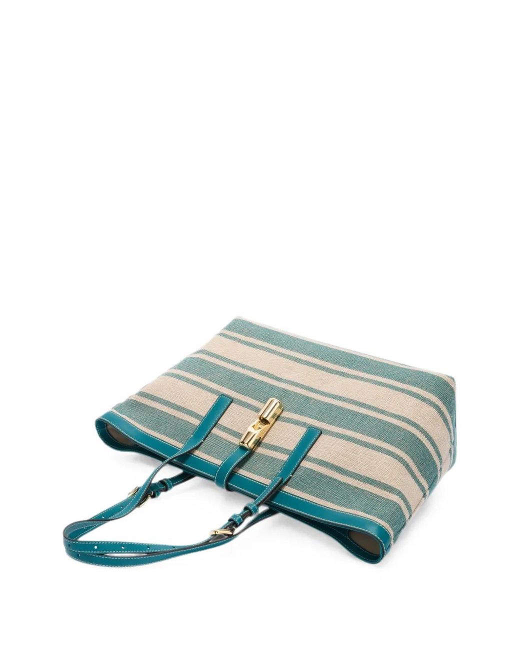 Furla Blue Debby Striped Tote Bag