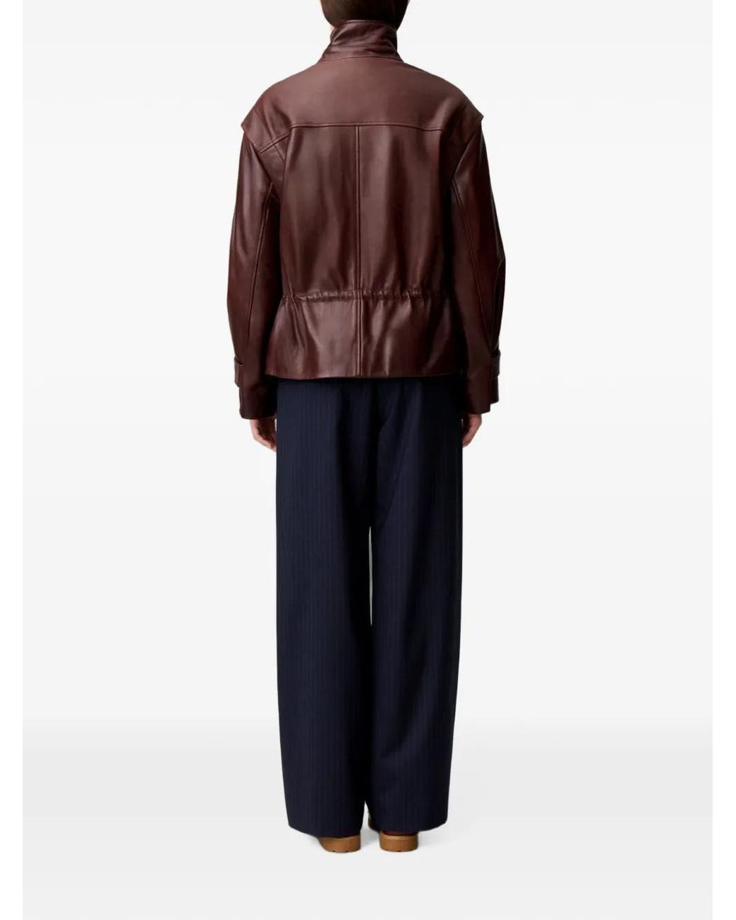 Claudie Pierlot Brown Wide-Cut Leather Jacket