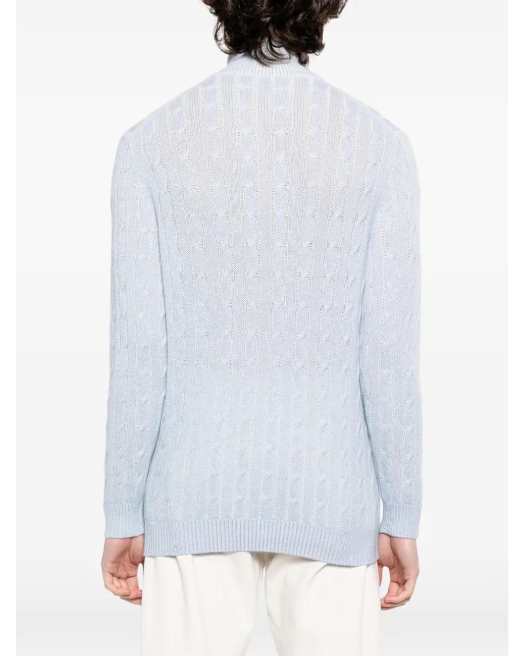 N.Peal Cashmere Blue Albemarle Sweater for men