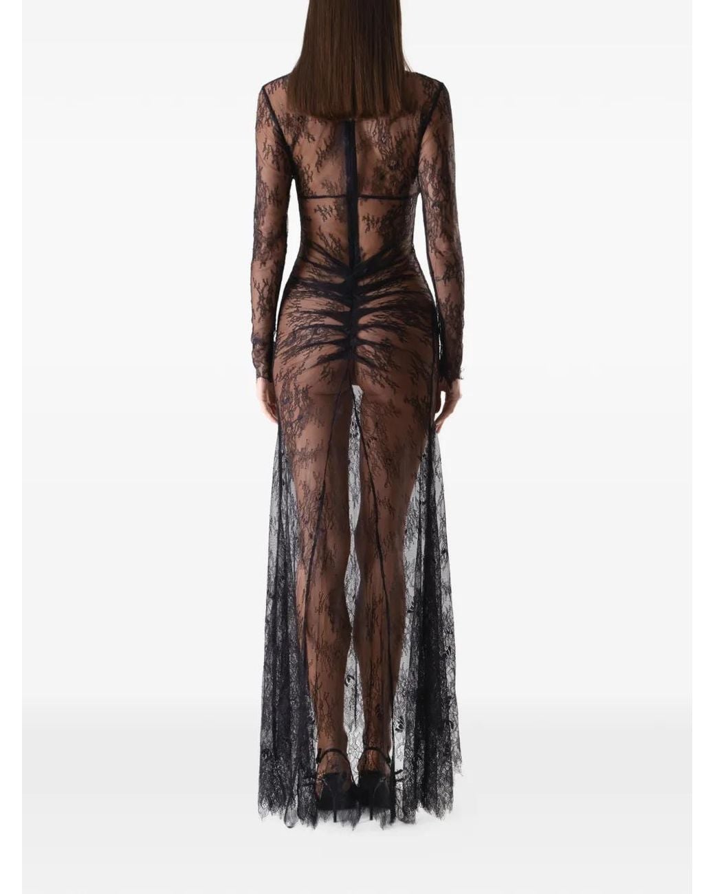 Lika Gray Lace Long-Sleeve Maxi Dress