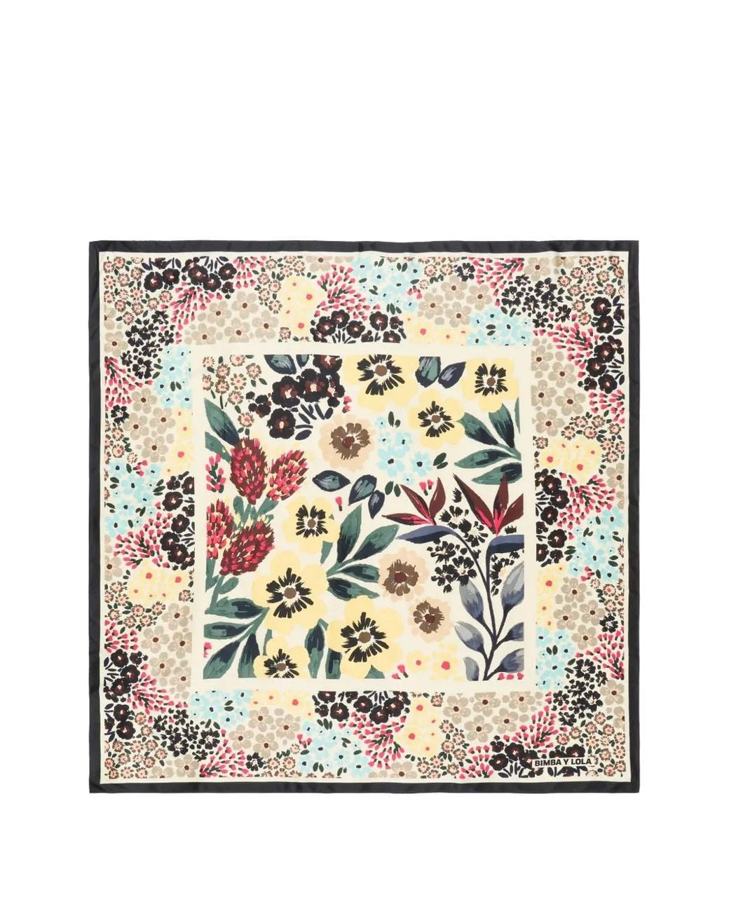 Bimba Y Lola White Off- Pastel Floral Sketch Print Scarf
