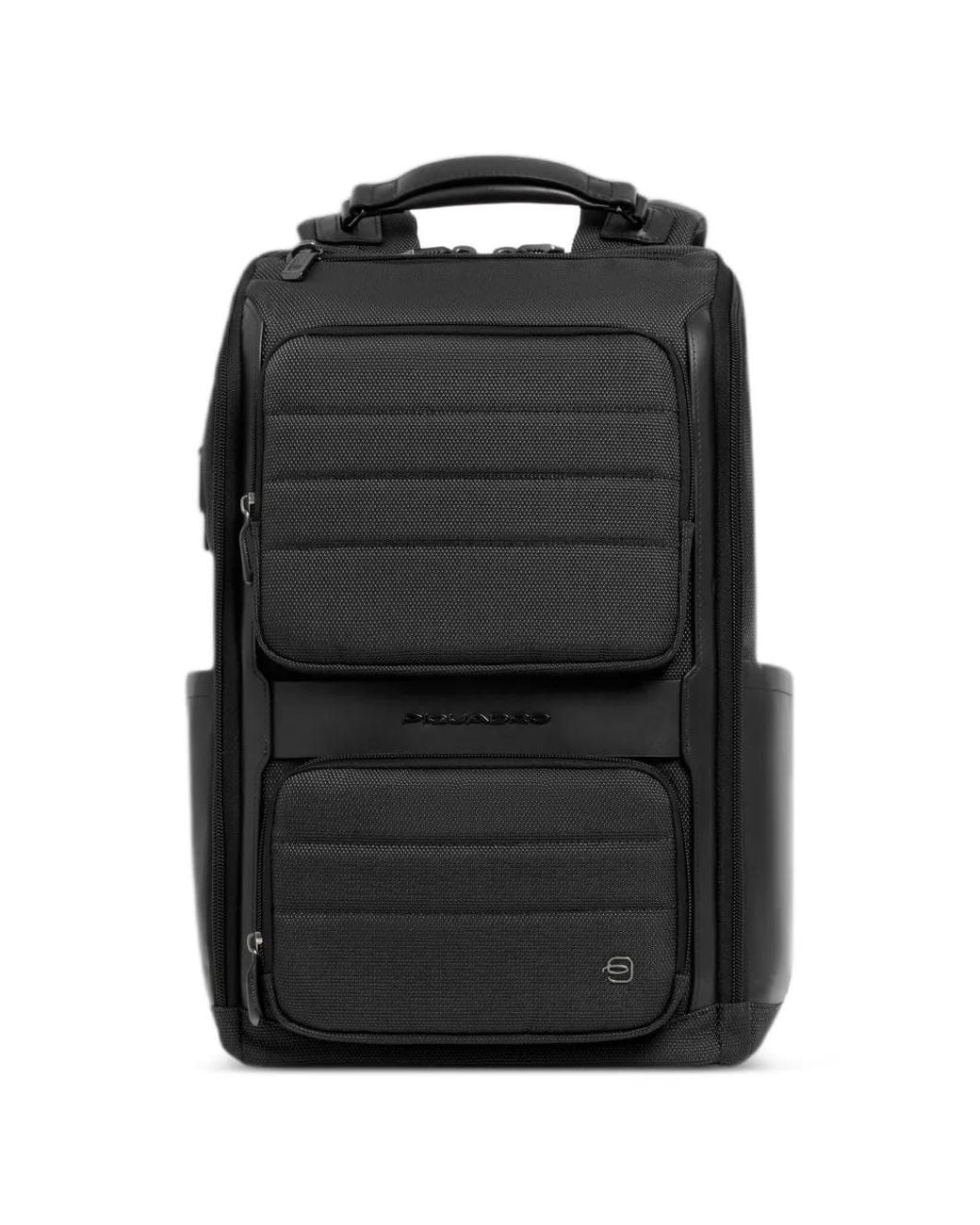 Piquadro Black Logo-Plaque Padded Backpack for men