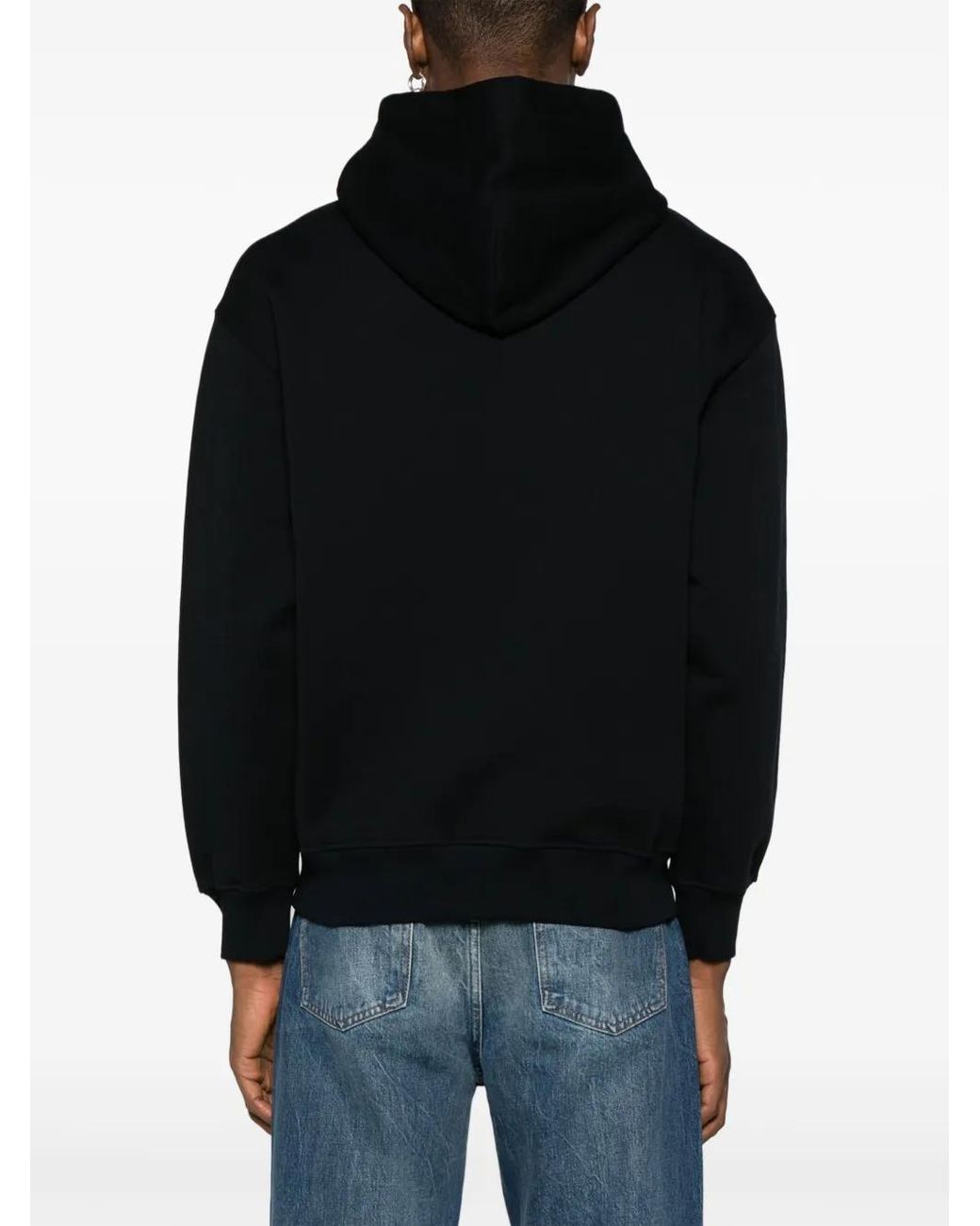 Emporio Armani Blue Logo-Patch Cotton Hoodie for men