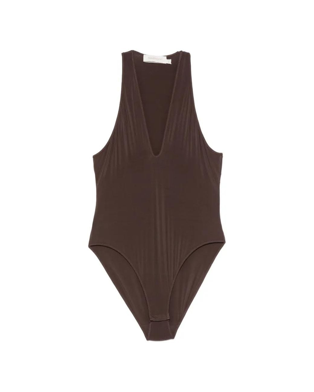 Zimmermann Brown Luna Scoop-Neck Bodysuit