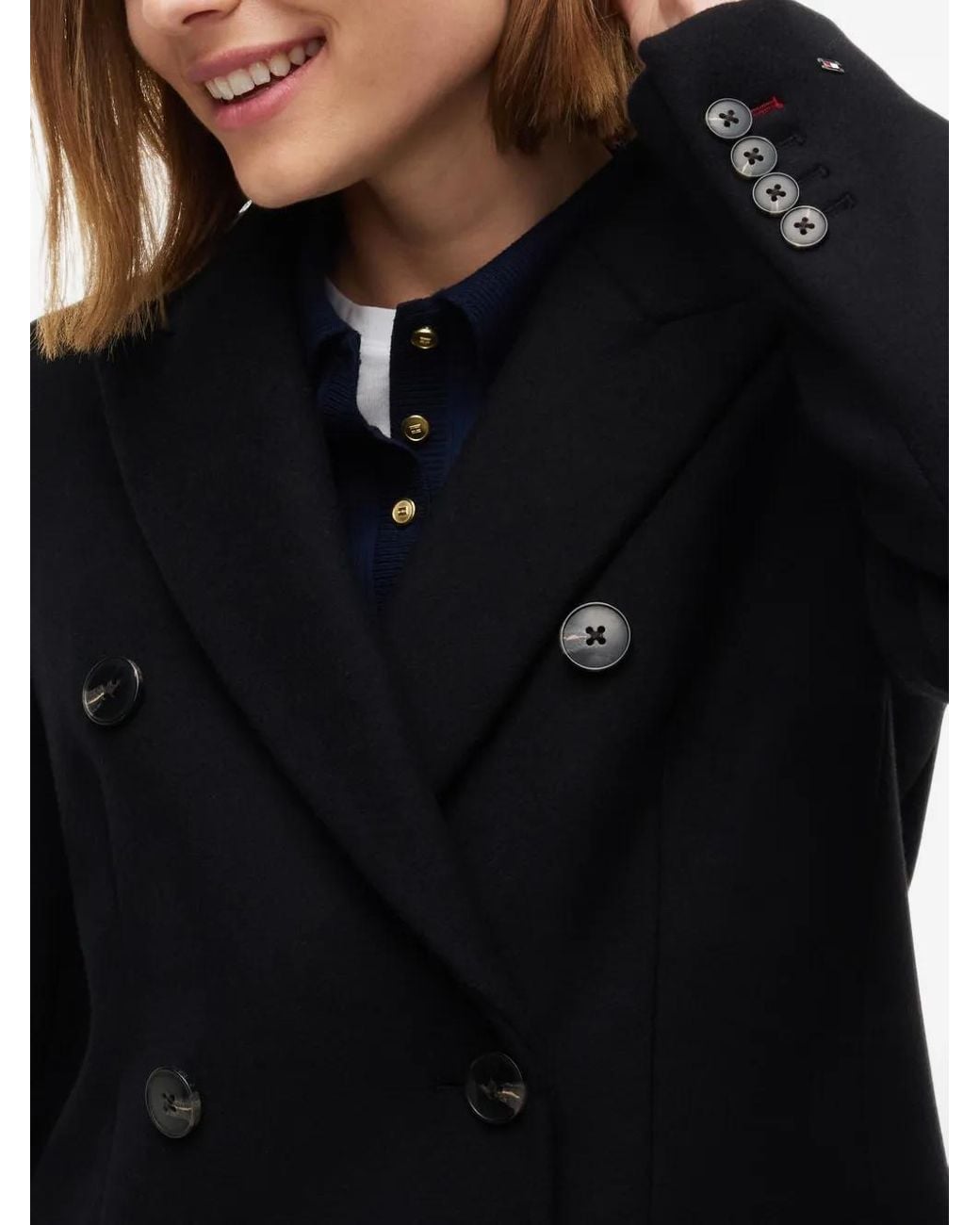 Tommy Hilfiger Black Double-Breasted Coat