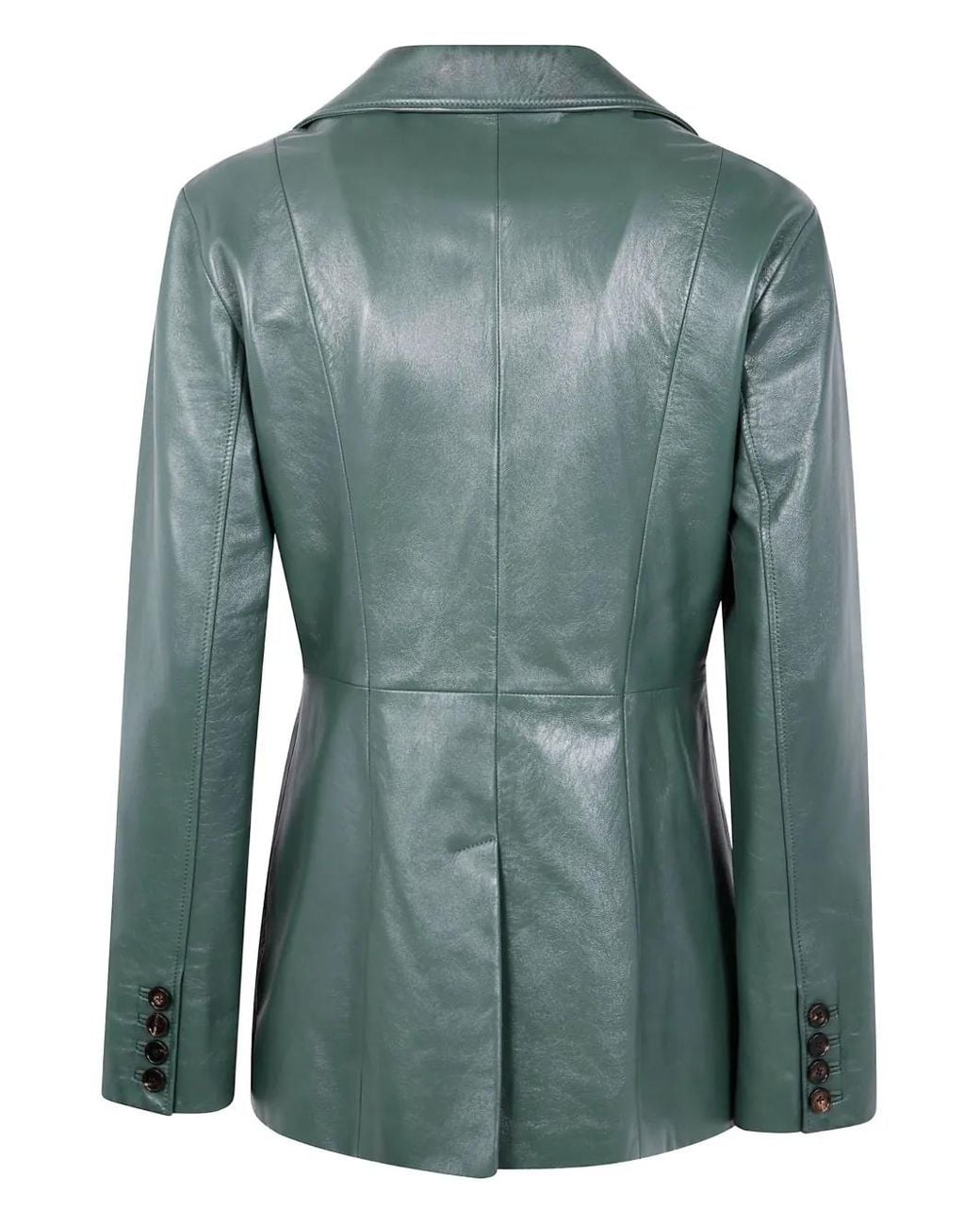 Chloé Green Single Button Blazer Leather Jacket