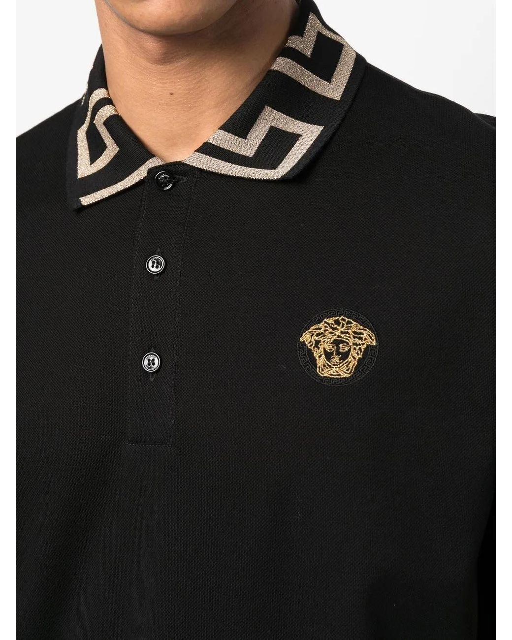 Versace Poloshirt Met Borduurwerk in het Black voor heren