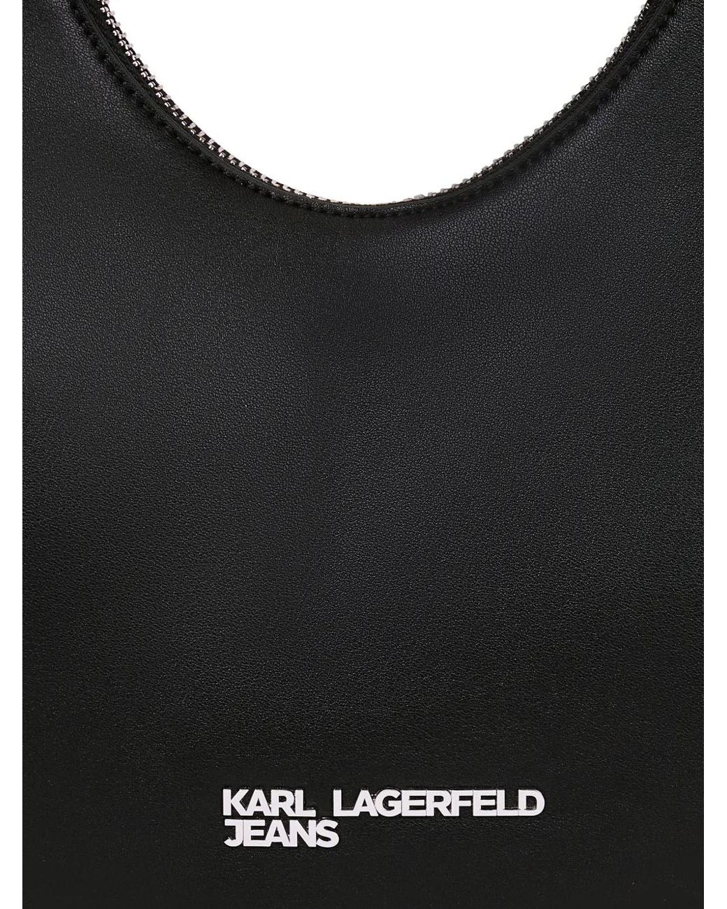 Karl Lagerfeld Black Rounded Leather Shoulder Bag