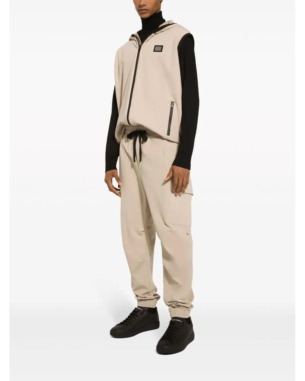 Dolce & Gabbana Natural Logo-Patch Drawstring Track Pants for men
