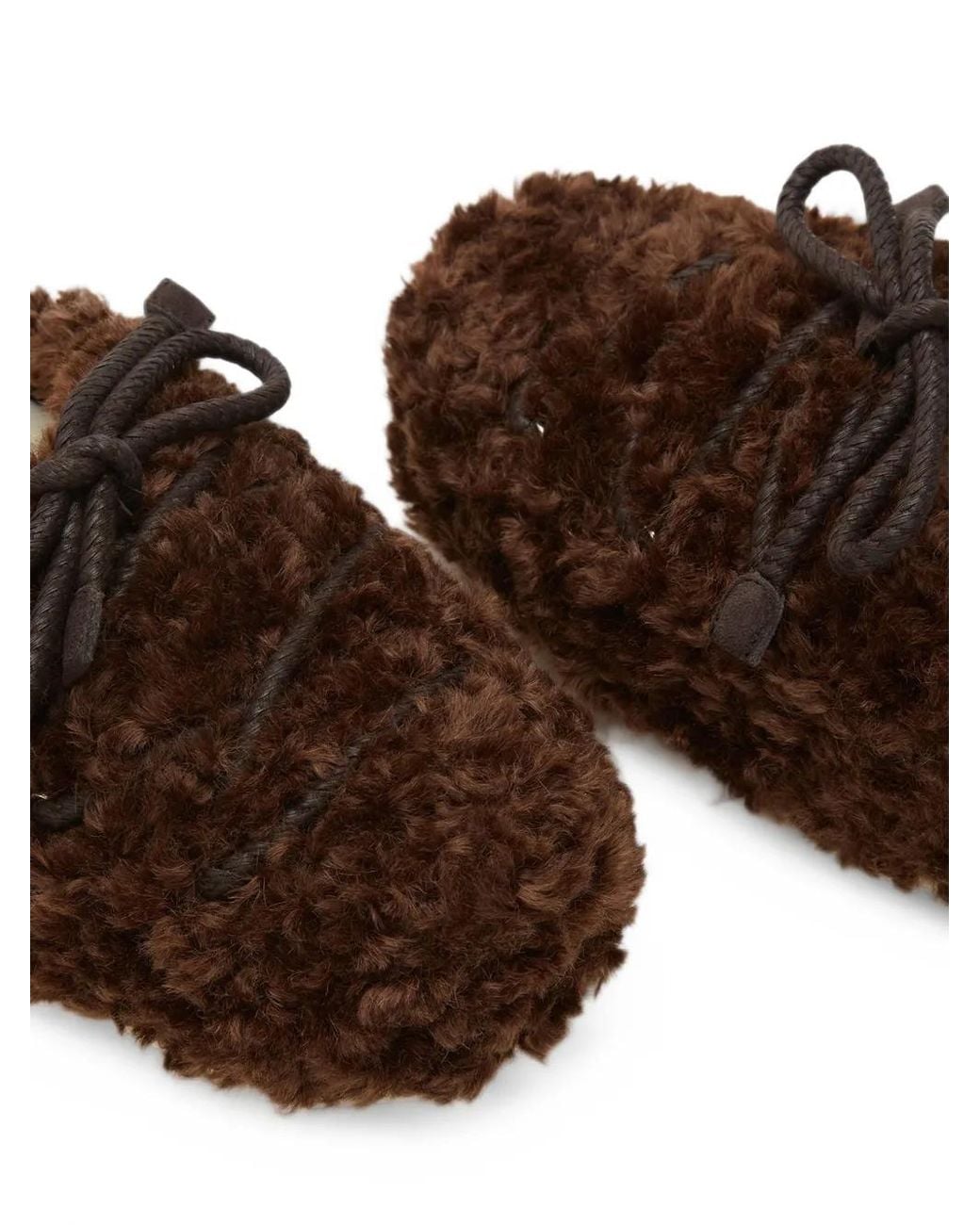 Moon Boot Brown Shearling-Trim Lace-Up Sandals