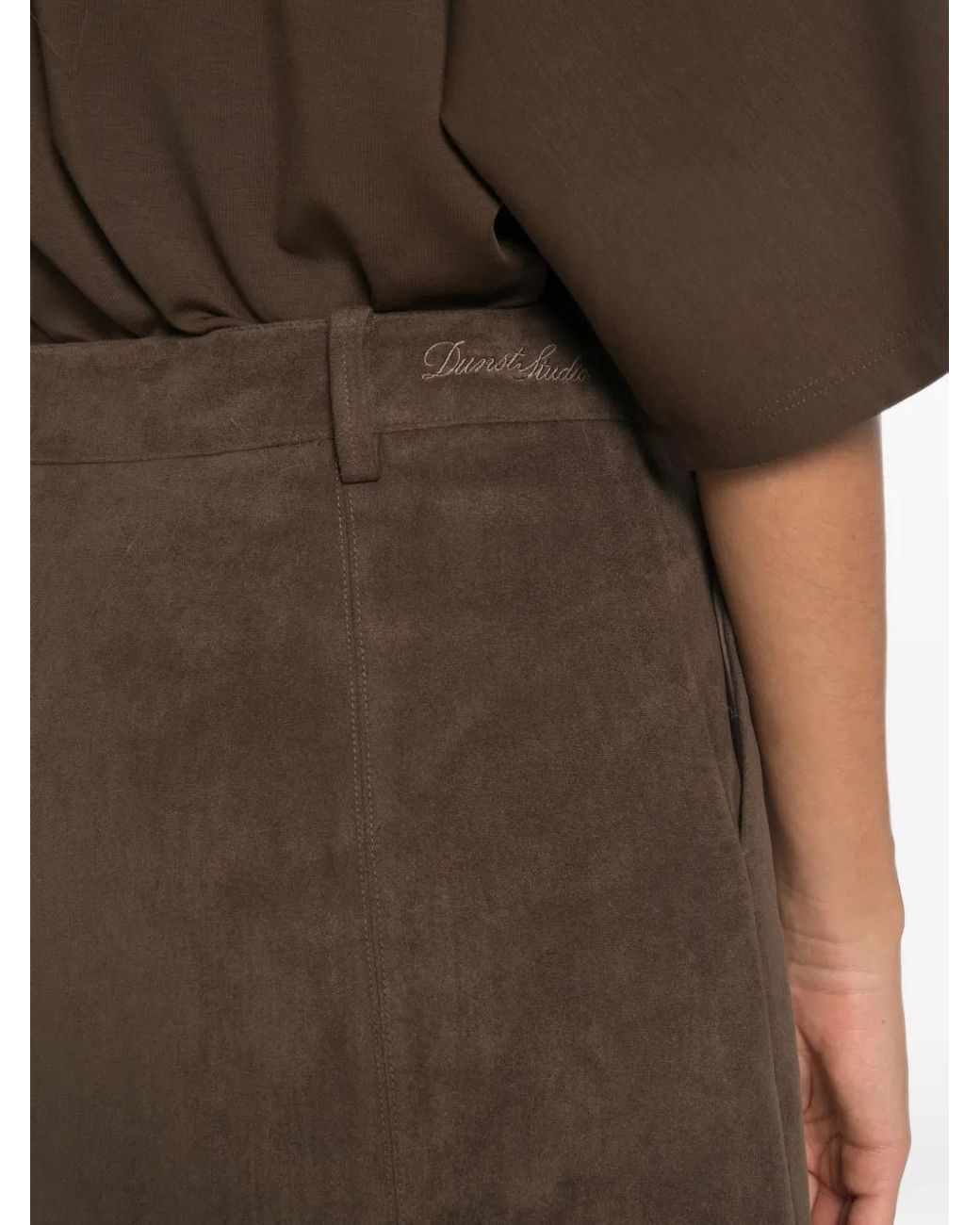 DUNST Brown Suede-Effect Mini Skirt