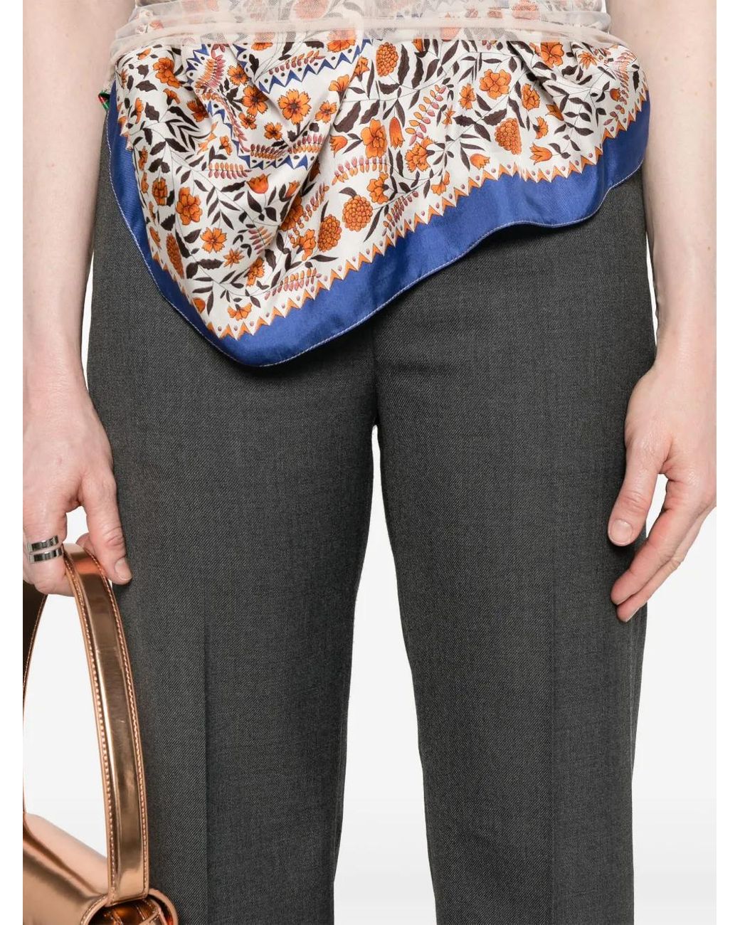 MARINE SERRE Gray Wide-Leg Trousers