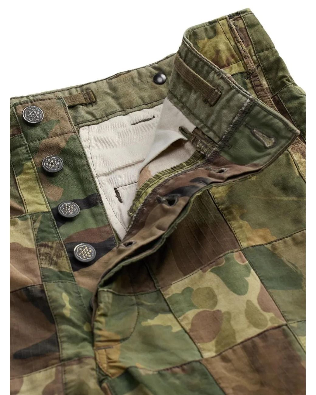 RRL Green Patchwork-Camouflage Shorts for men