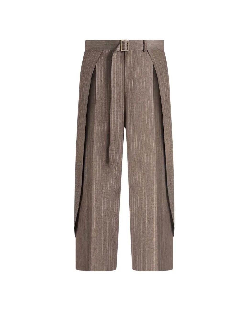 Manière De Voir Brown Charles Wide Fit Wrap Leg Pinstripe Tailored Trousers for men