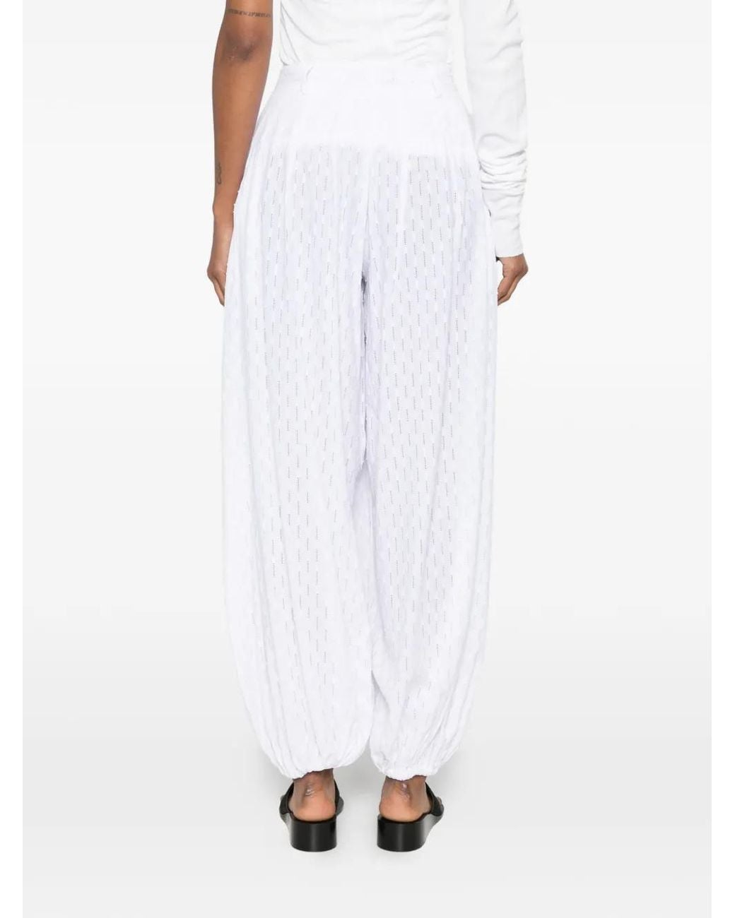 Thelatest White Dilan Perforated Lace Trousers