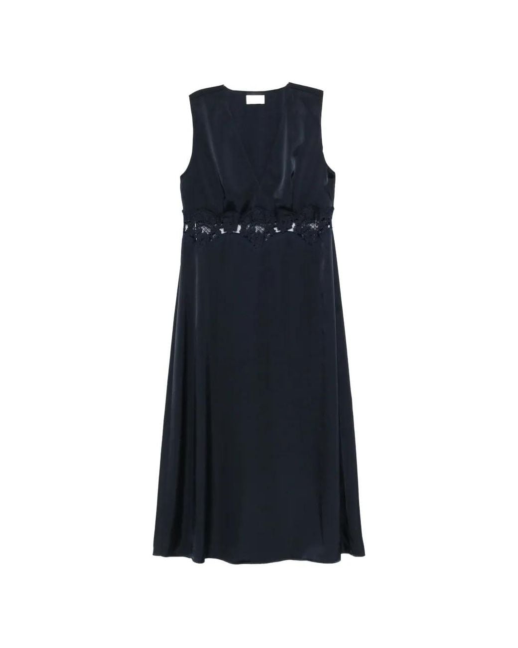P.A.R.O.S.H. Blue Lace V-Neck Midi Dress