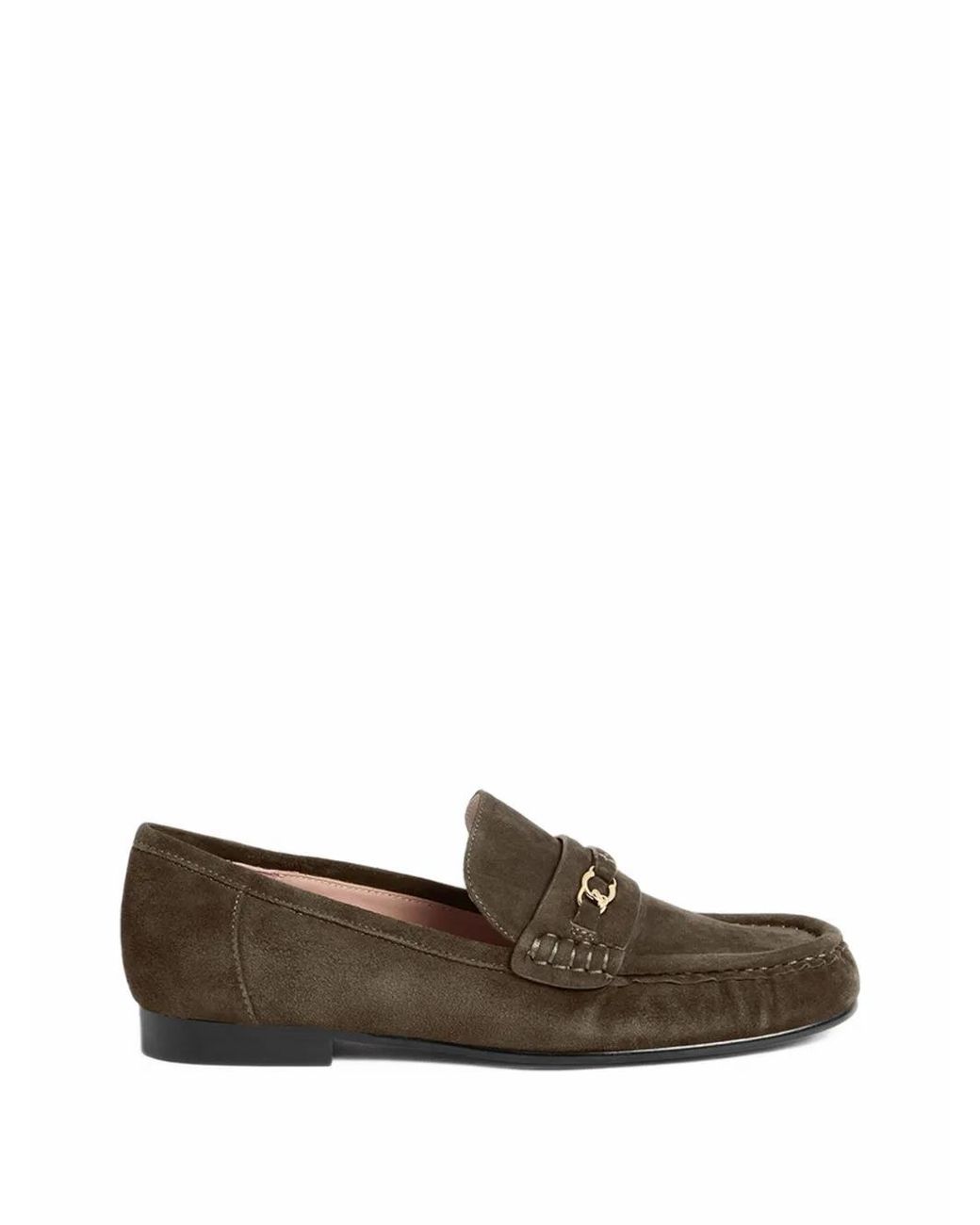 Coccinelle Brown Suede Logo-Plaque Loafers