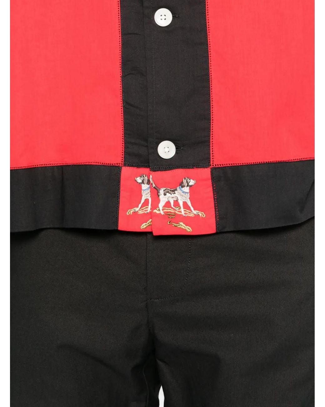 Bode Red Dog-Print Panelled Shirt for men