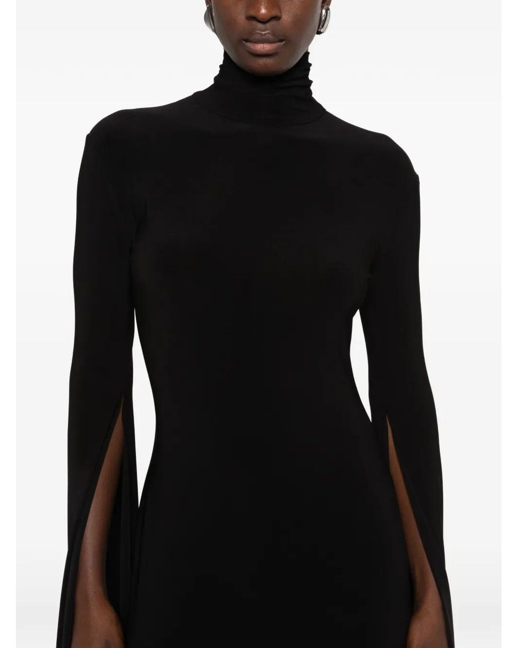 Norma Kamali Black Open-Back Ribbon-Sleeve Gown