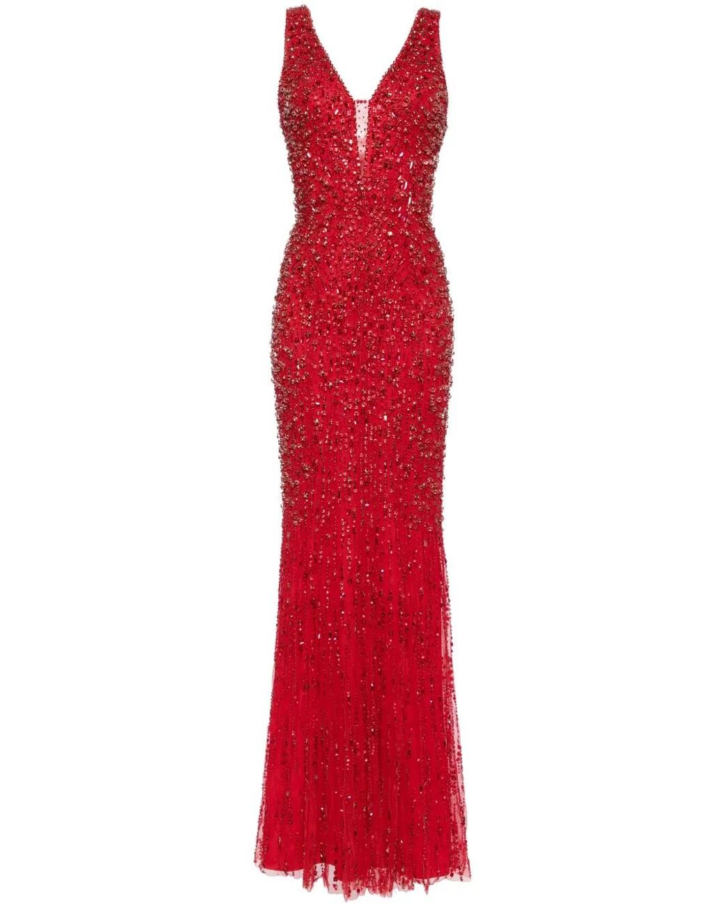 Jenny Packham Red Libra Crystal Satin Gown