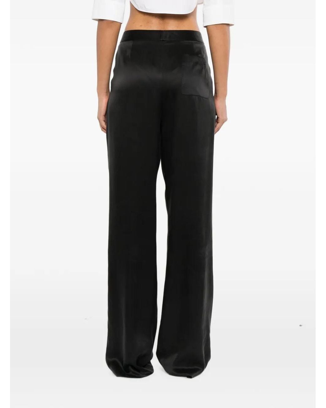 Tom Ford Black Peach-Feel Silk Satin Double Pleat Trousers