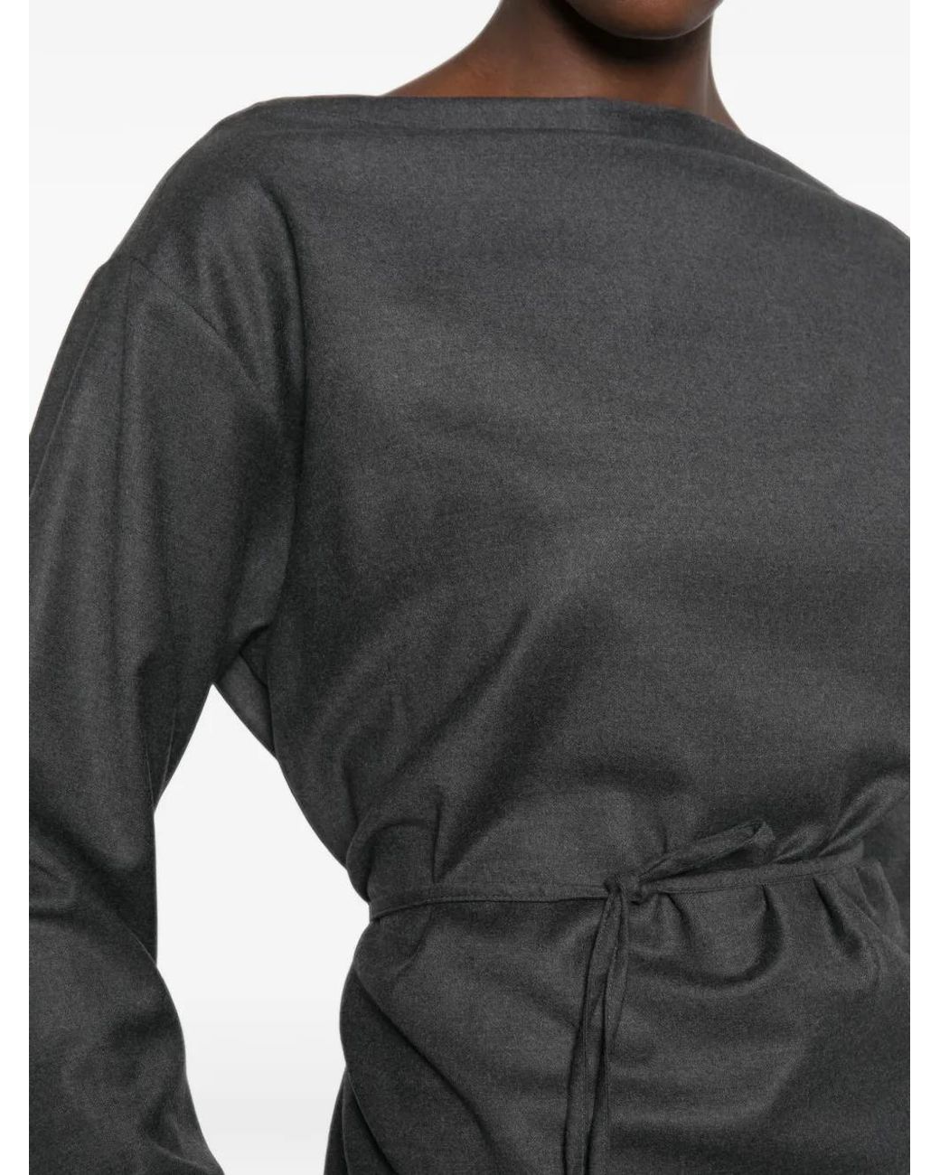 Barena Gray Belted Boat-Neck Top