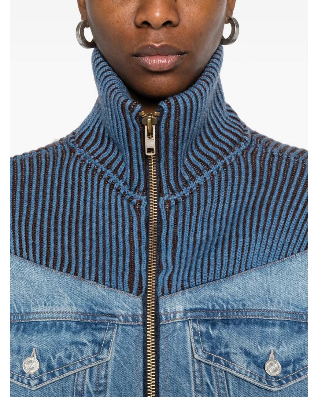 Mother Blue Gestreifte Jacke