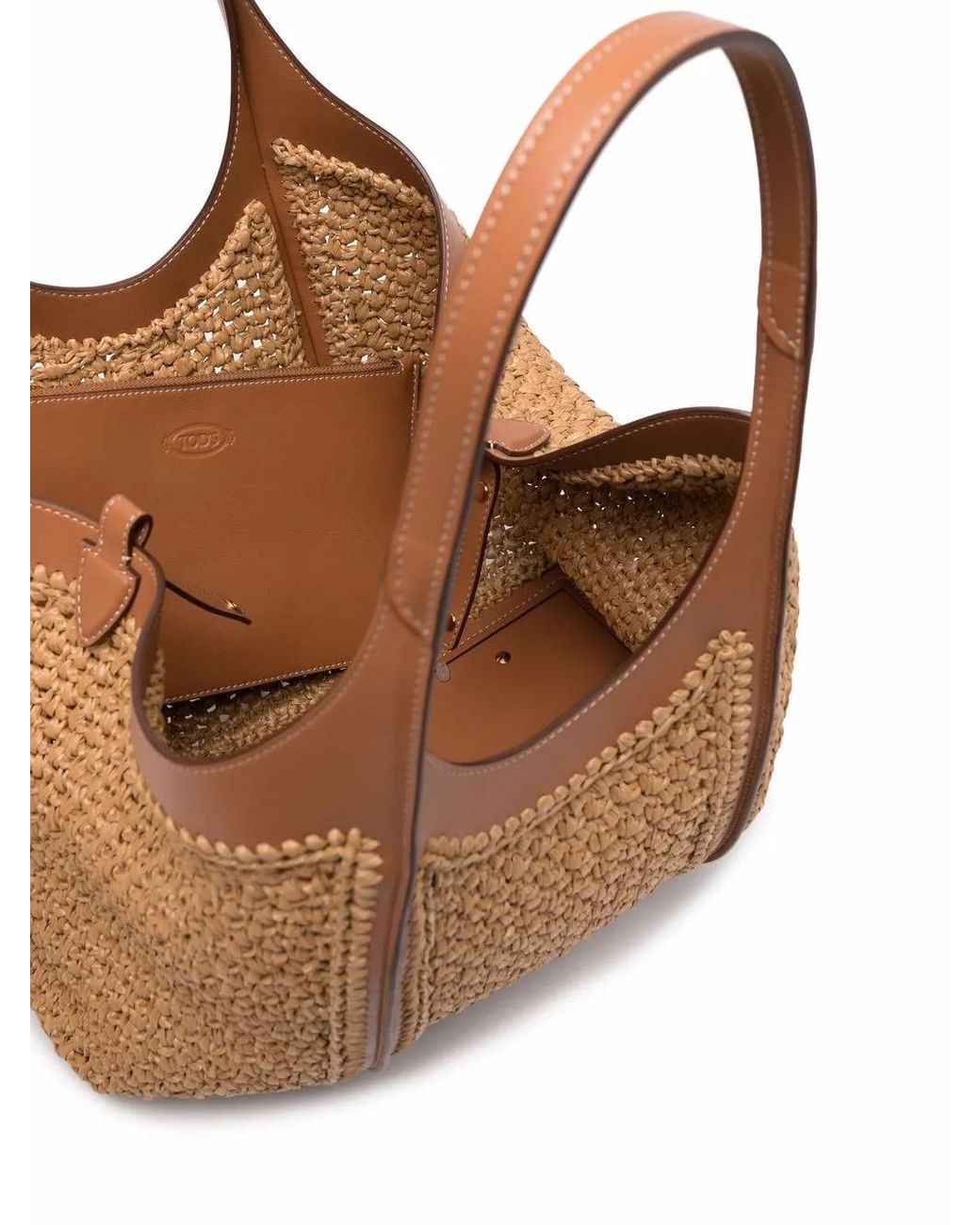 Tod's Brown Timeless Woven Raffia Leather Tote