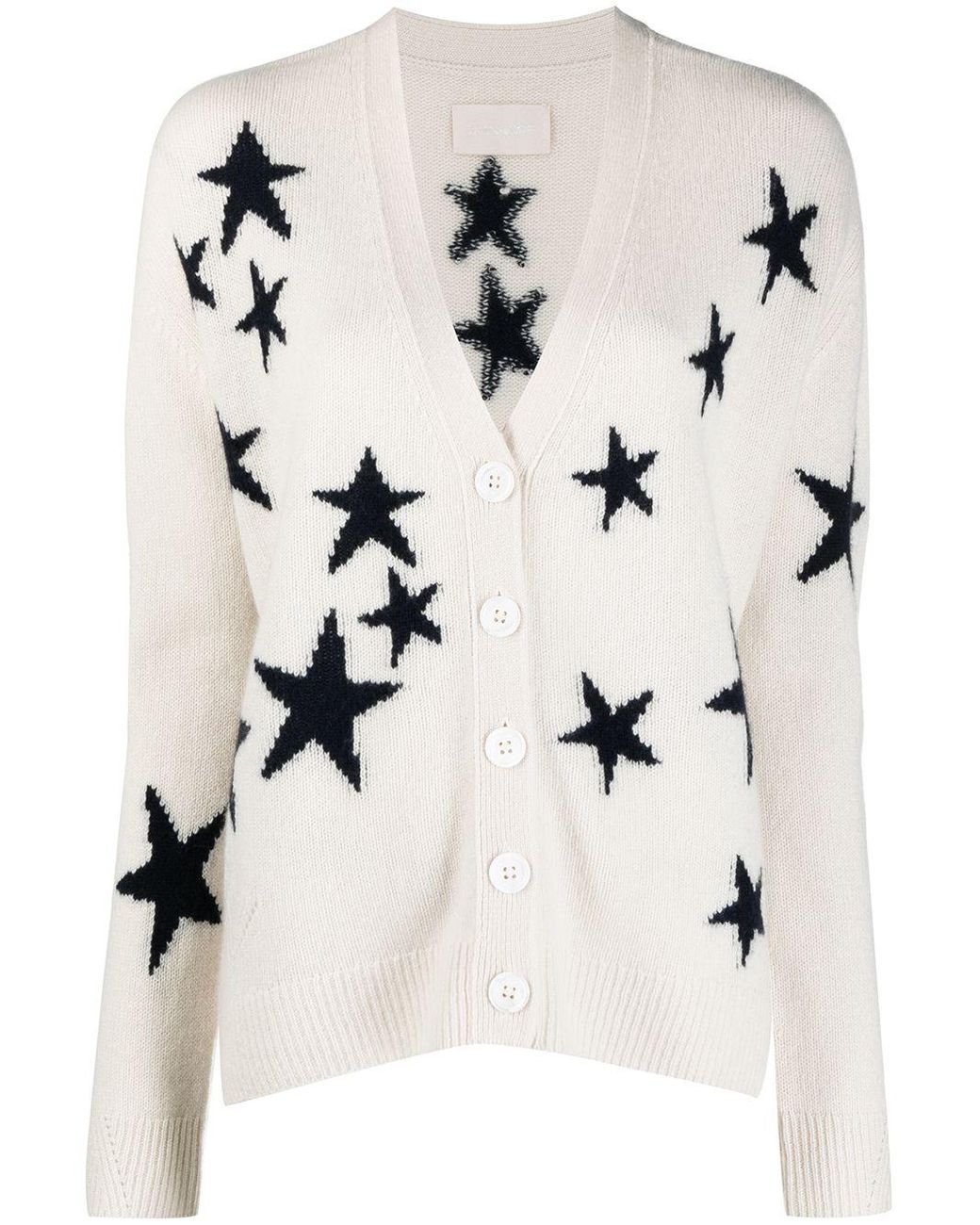 Zadig & Voltaire Mirka Star-knit Cashmere Cardigan in Natural - Lyst