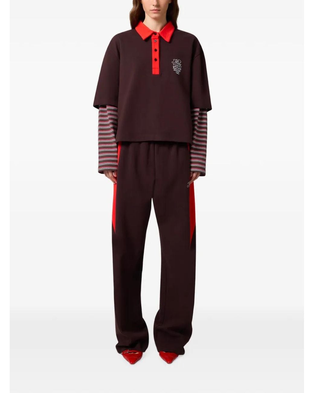MSGM Logo-Embroidered Contrast-Panel Track Pants