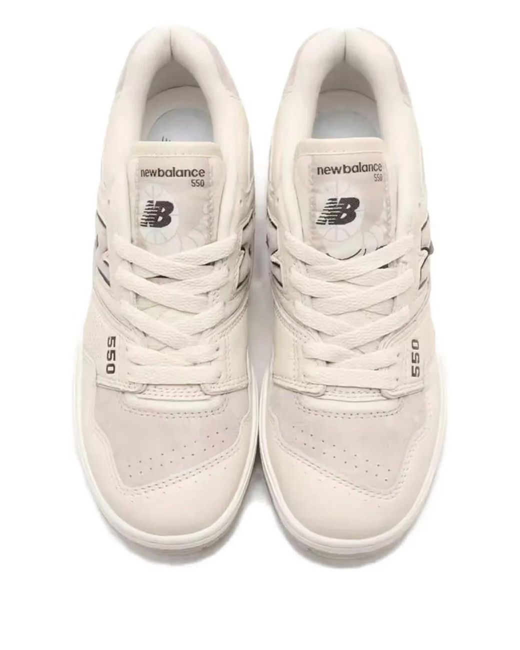 New Balance White 550 Lace-Up Leather Sneakers