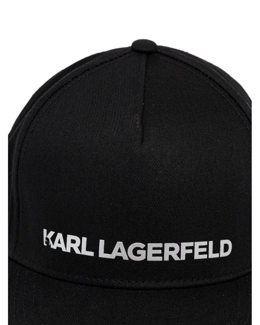 Karl Lagerfeld Black Logo-Lettering Curved-Peak Cap for men