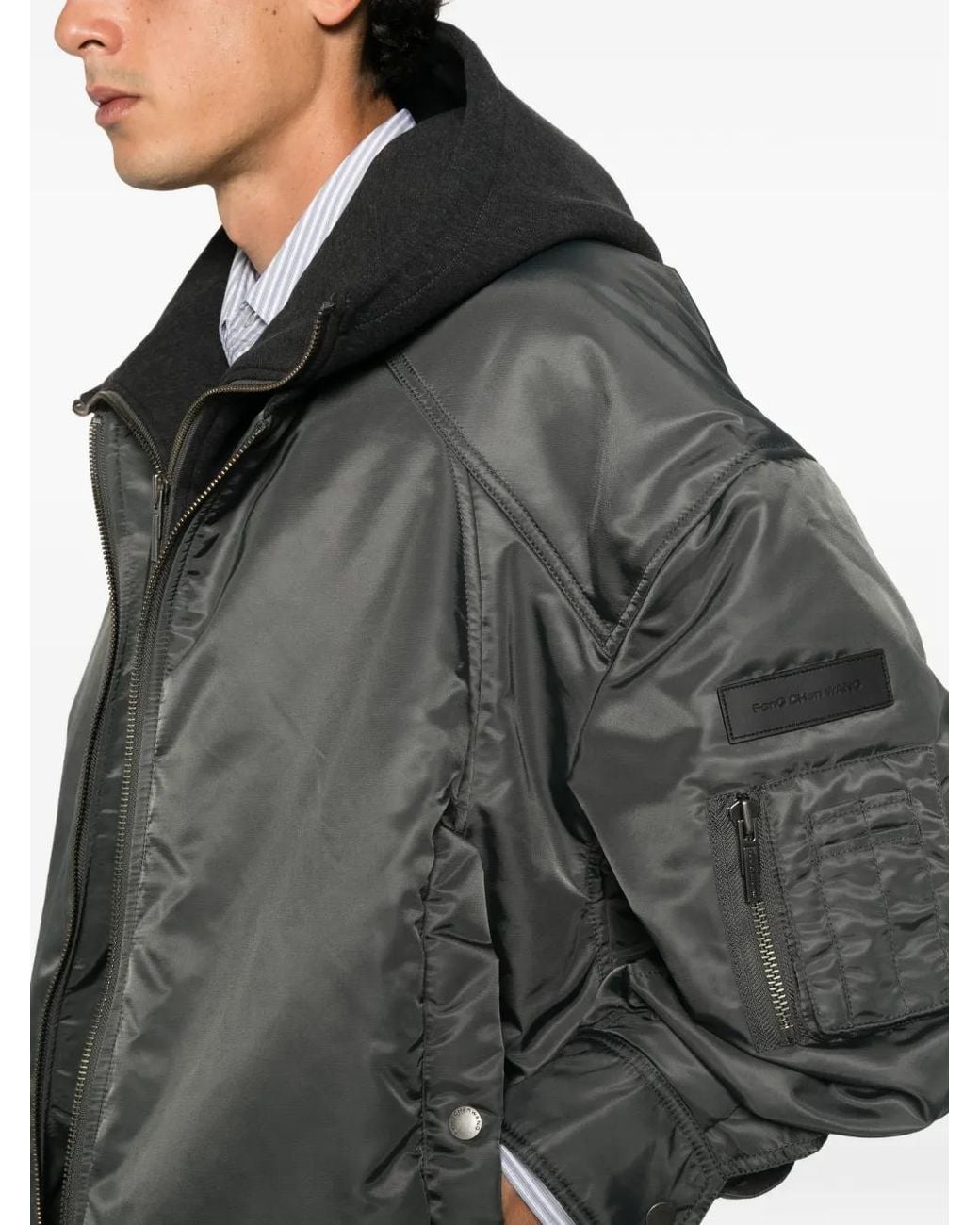 Feng Chen Wang Gray Layered Bomber Jacket for men