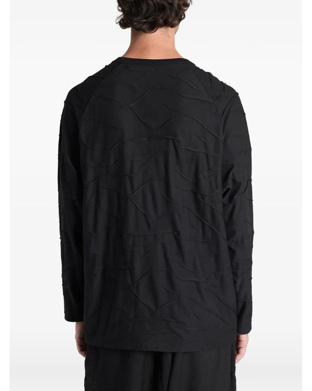 Y-3 Black Distressed-Effect Raglan-Sleeve Sweater for men