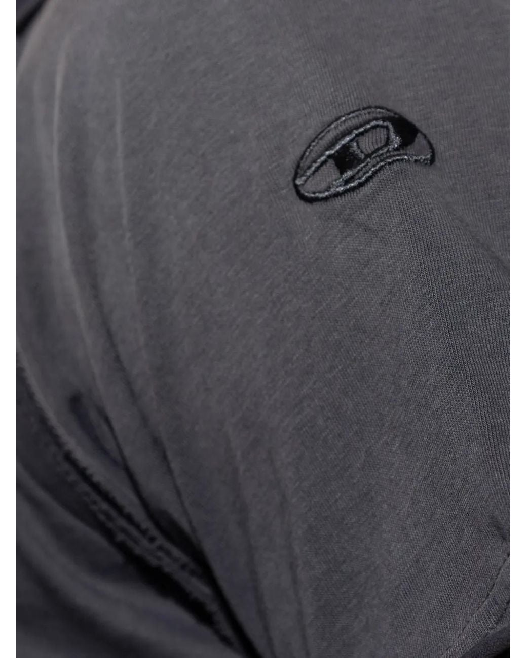 DIESEL Gray Distressed Embroidered T-Shirt for men