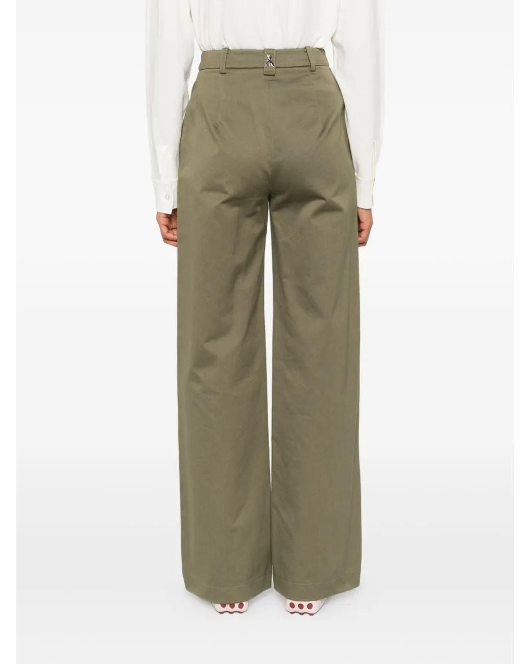 Patrizia Pepe Green High-Waisted Trousers