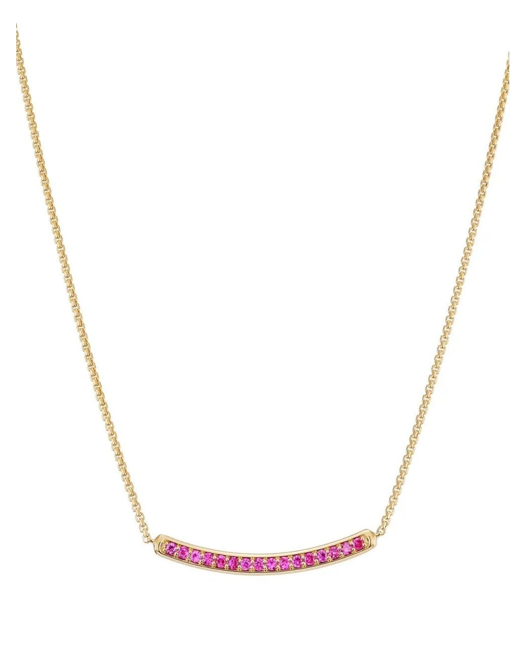 David Yurman White 18Kt Petite Pavé Bar Ruby Necklace (1.25Mm)