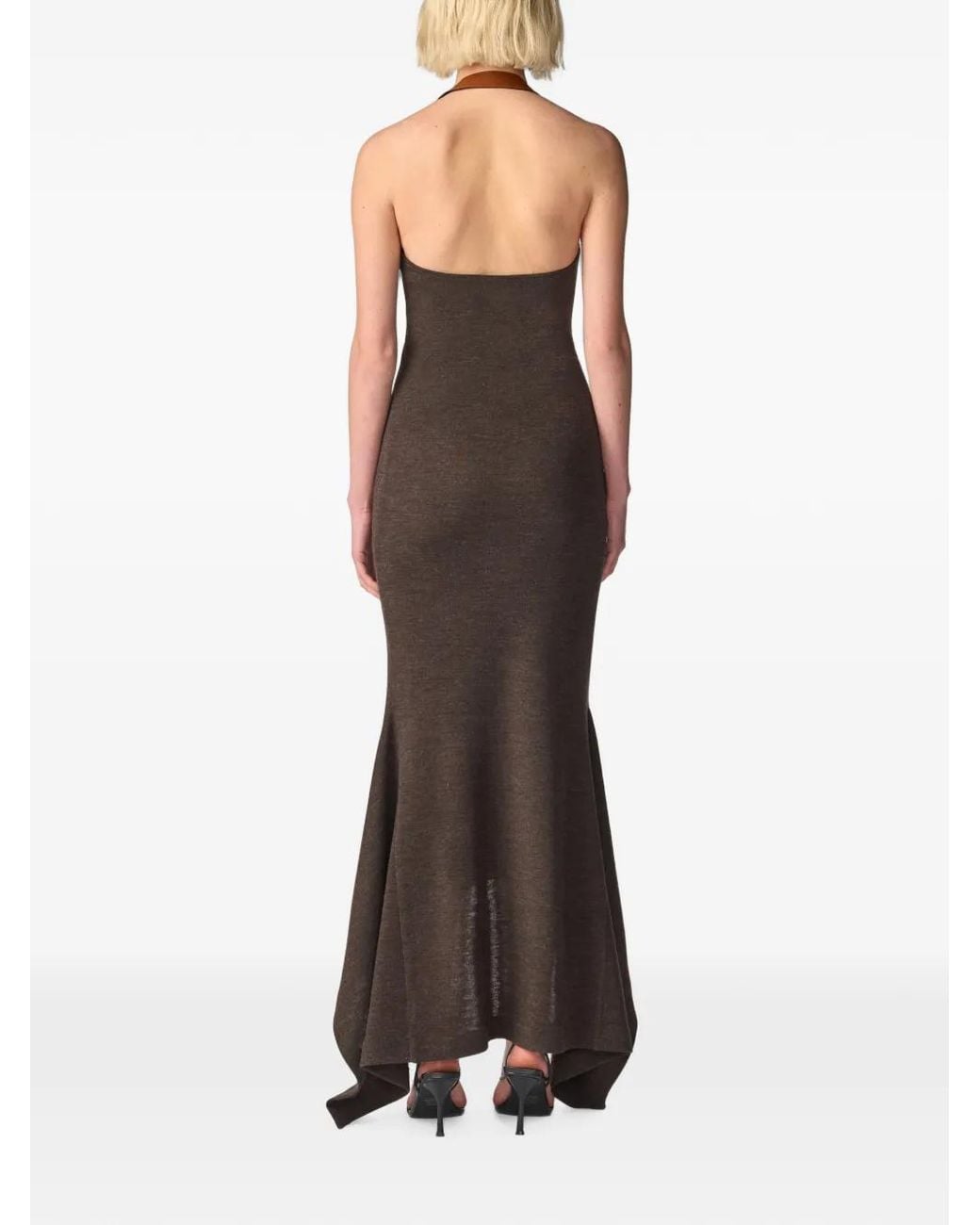 Monse Brown Belted Halter-Neck Maxi Dress