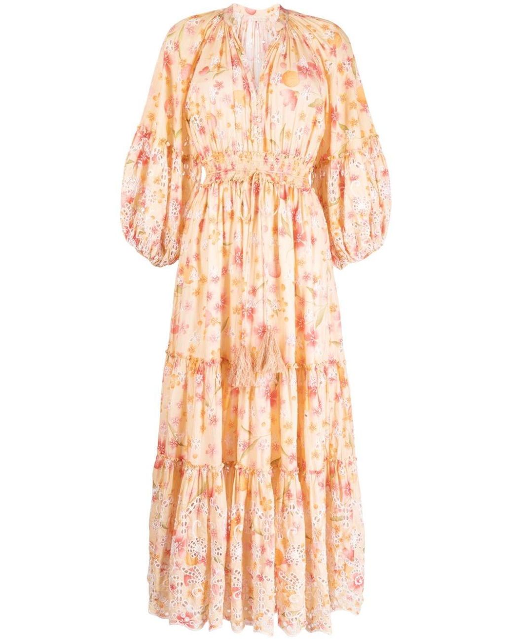 byTiMo Broderie-anglaise Tiered Maxi Dress in Yellow | Lyst