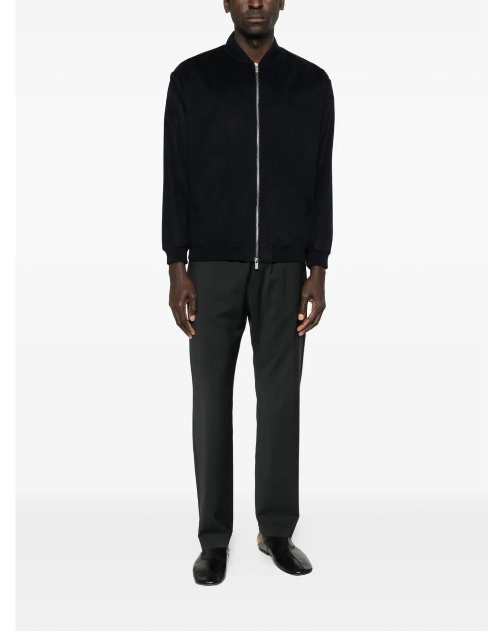 Barena Black Zip-Up Cashmere Bomber Jacket for men
