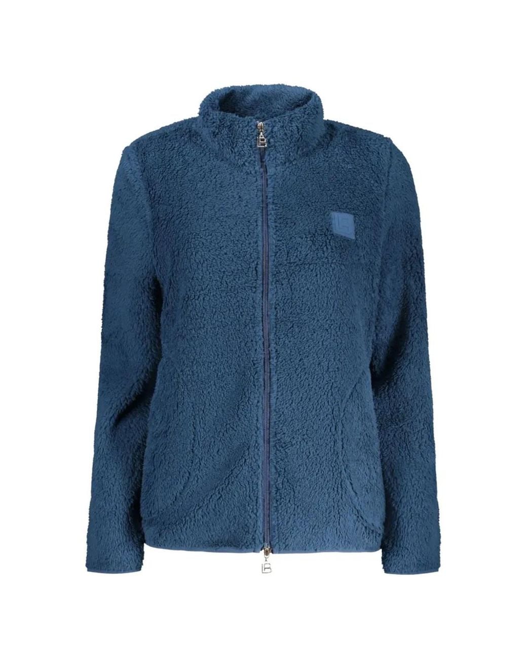 Laura Biagiotti Blue Zip-Up Fleece-Texture Cardigan