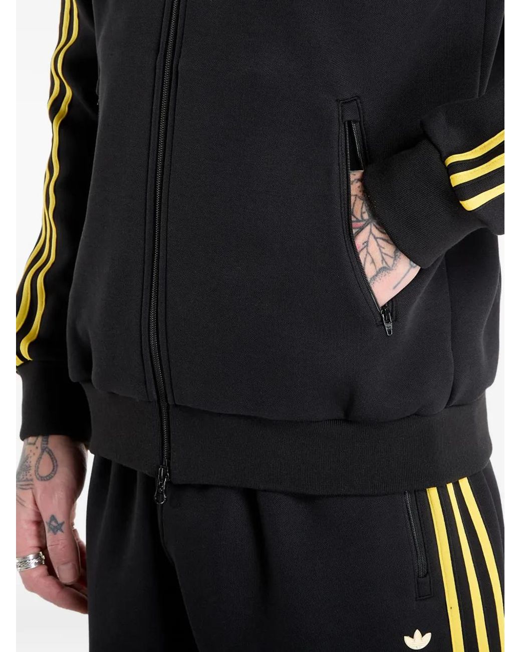Adidas Black Stripe-Detail Zip-Up Sweatshirt for men